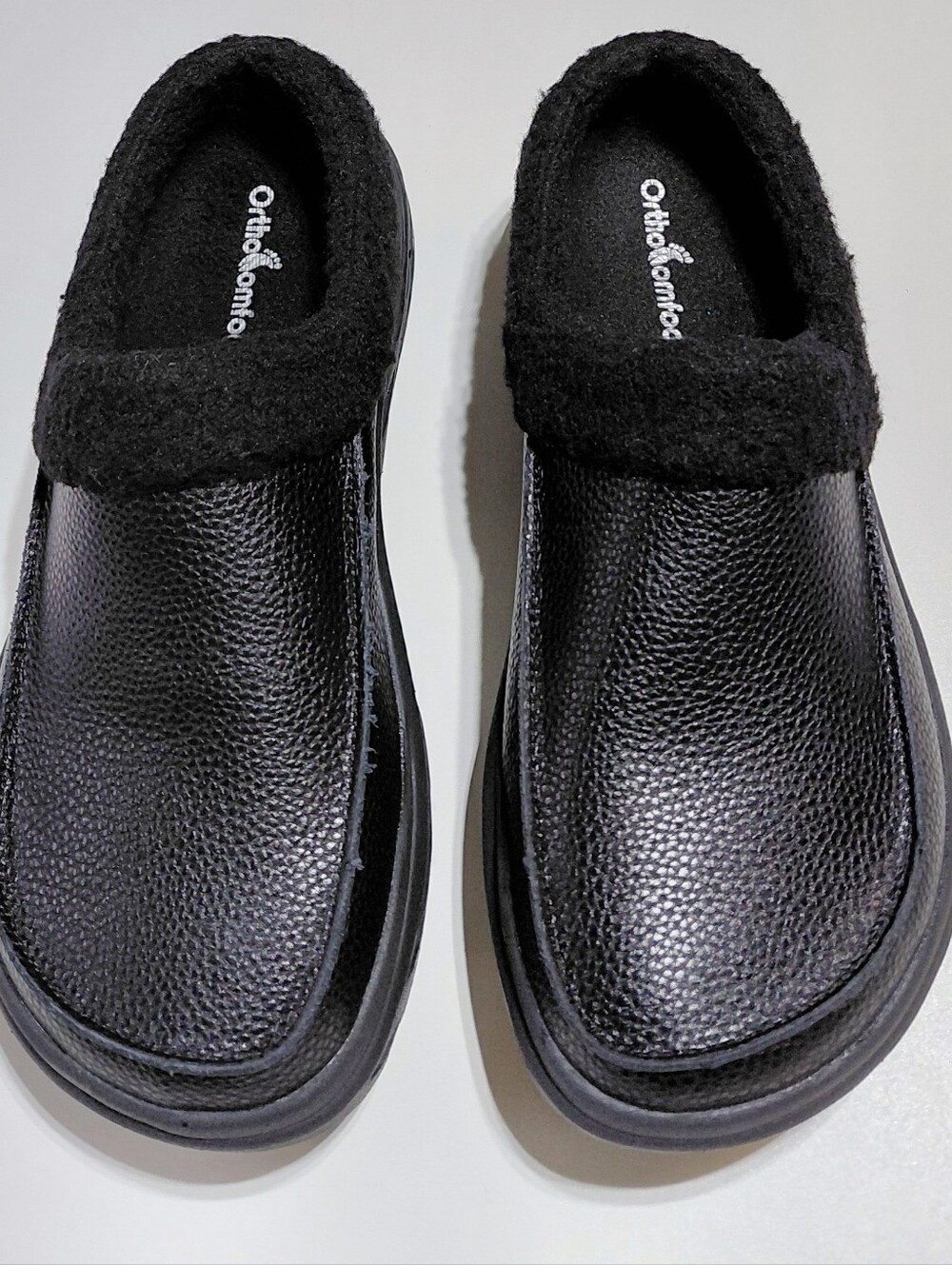 ORTHOCOMFOOT Men's Black Wide Diabetic Slip-On Shoes Size 41